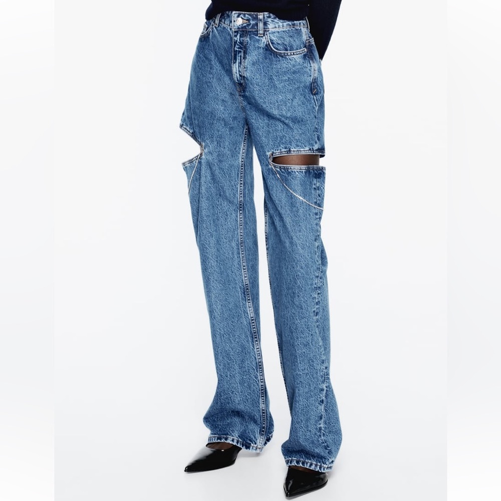 Zara cut out jewel jeans